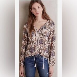 Anthropologie Meadow Rue Myrtle Bohemian Boho Paisley blouse size L